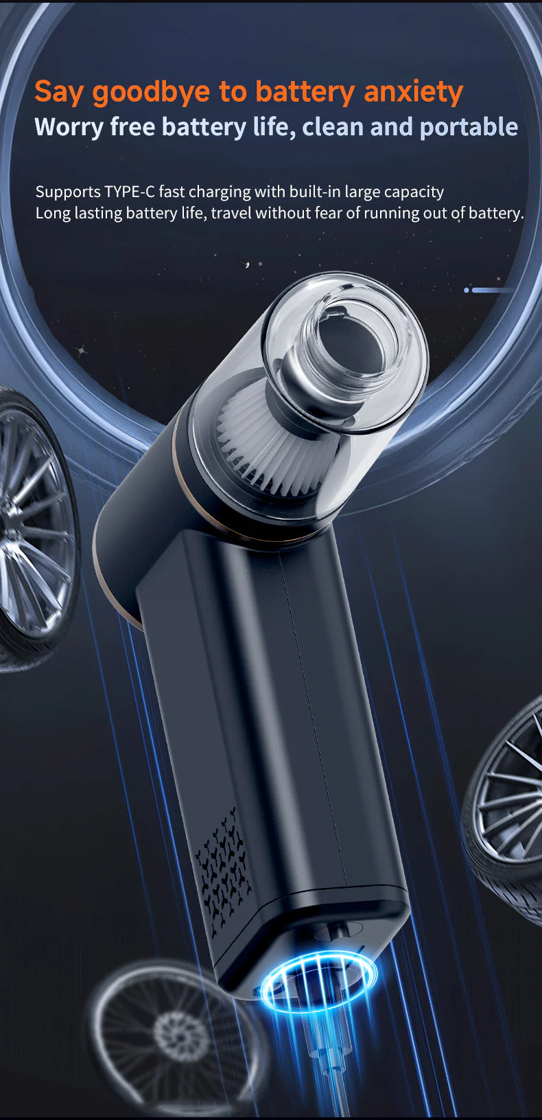 KORVA AirVac Pro 5 في 1 مكنسة سيارة لاسلكية + نافخ إطارات