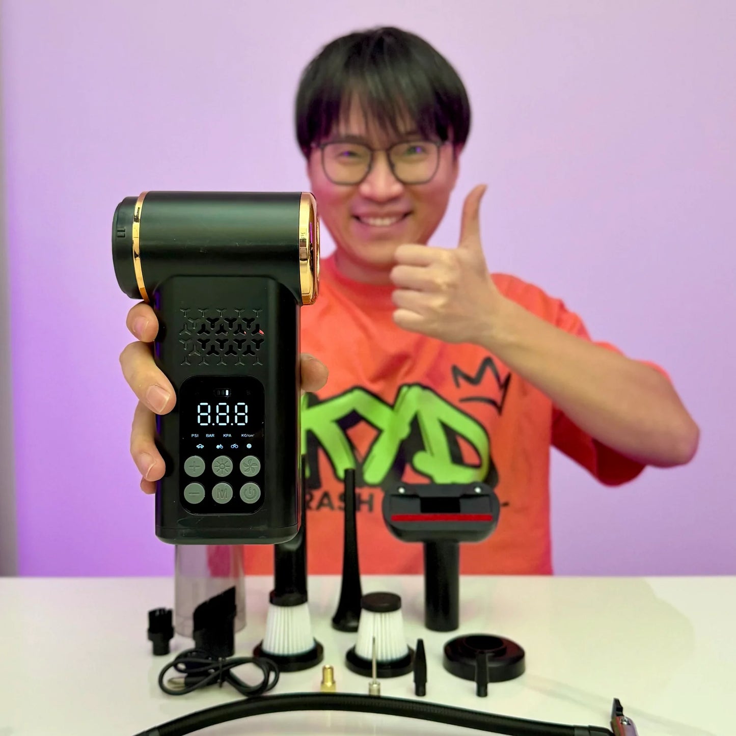 KORVA AirVac Pro 5 في 1 مكنسة سيارة لاسلكية + نافخ إطارات